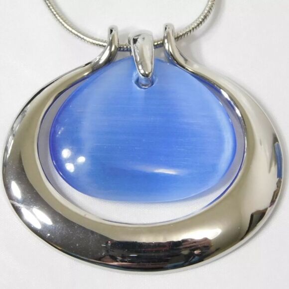 Lia Sophia Pendant Necklace, BLUE Cat's Eye, 18-21", NWOT - Picture 6 of 8